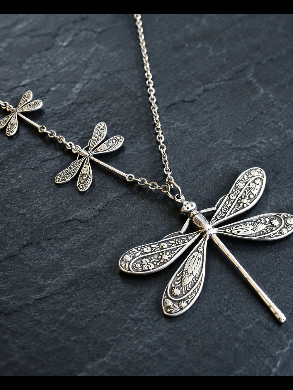 Elegant Silver Dragonfly Necklace
